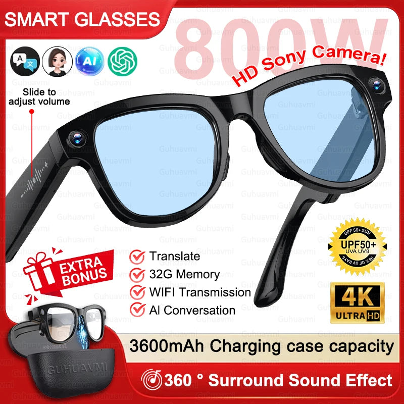 GUHUAVMI M02 Ultra AI Smart Glasses – AI Smart Glasses with Camera, Translation, 32GB & Bluetooth 5.3