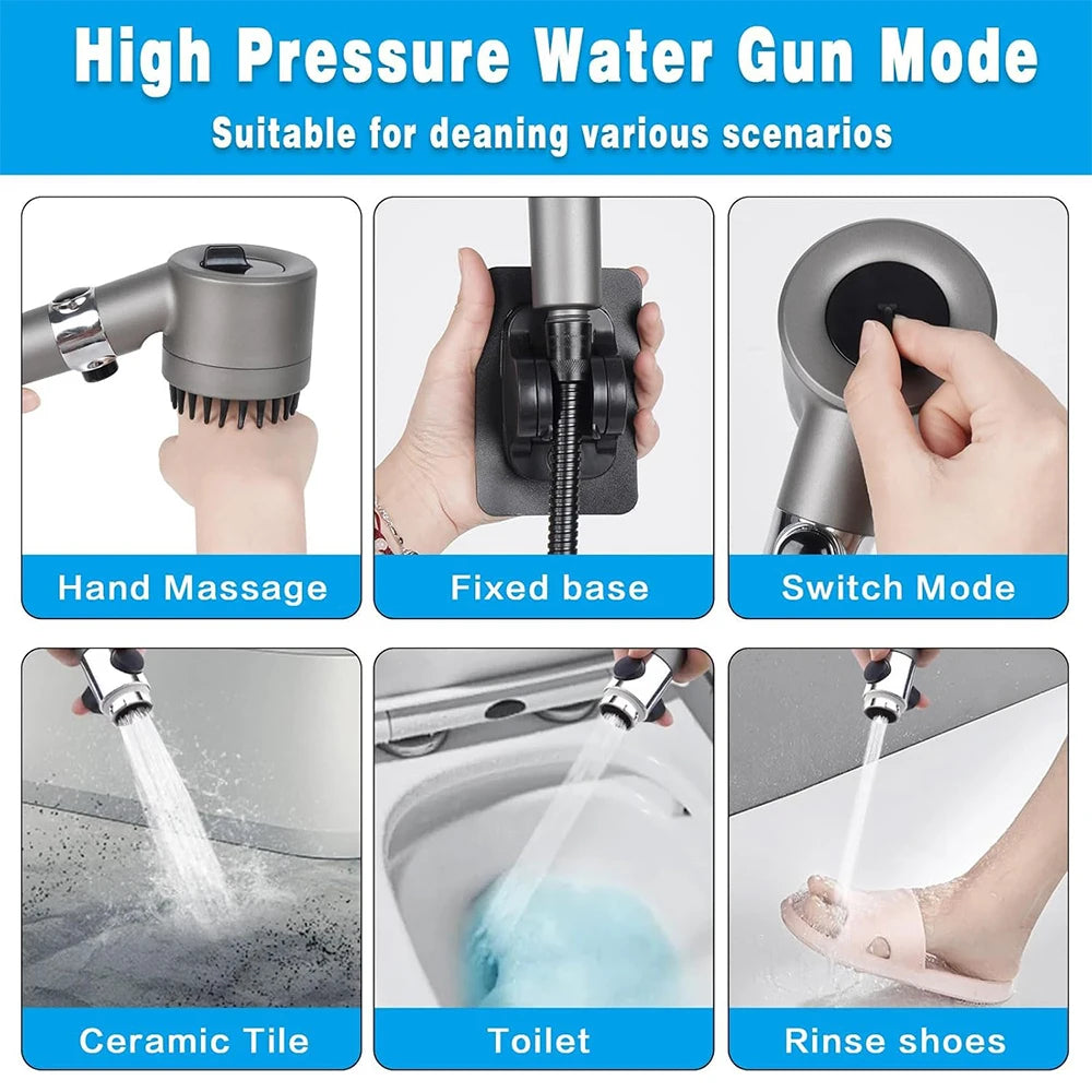 🚿 3 Modes High Pressure Shower Head – Ντους Υψηλής Πίεσης με Ενσωματωμένο Φίλτρο, Διακόπτη ON/OFF & Massage Spa Λειτουργία