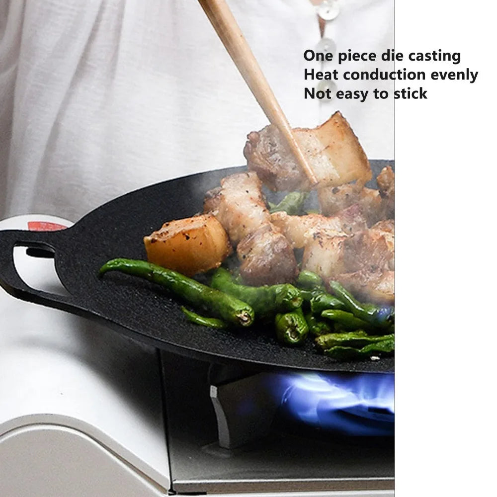 🥩 Κορεάτικη Σχάρα BBQ με Επίστρωση Ιατρικής Πέτρας – Αντικολλητική & Ανθεκτική | Στρογγυλή Γκριλιέρα με Λαβή για Ψήσιμο & Camping