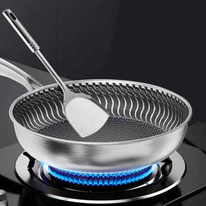 🍳 Τηγάνι 316L Ανοξείδωτου Ατσαλιού με Διπλή Επιφάνεια Honeycomb – Tri-Ply Κατασκευή | Αντικολλητικό, Ανθεκτικό & Κατάλληλο για Όλες τις Εστίες