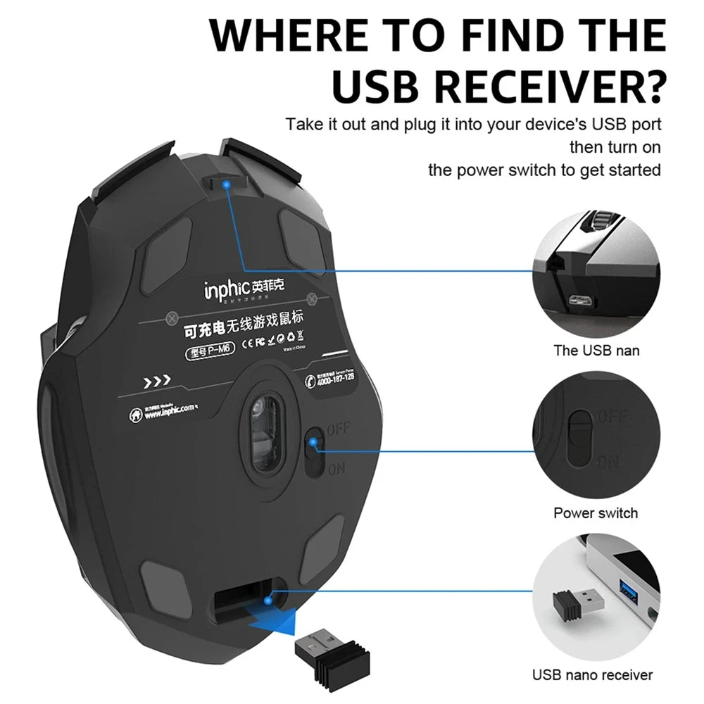 🖱️ INPHIC Tri-Mode Bluetooth & Wireless Mouse – Rechargeable, Silent, Multi-Device ✅ Επαναφορτιζόμενο Ποντίκι 3 σε 1 – Απόλυτη Ελευθερία σε Laptop, Tablet, Smartphone & Desktop!