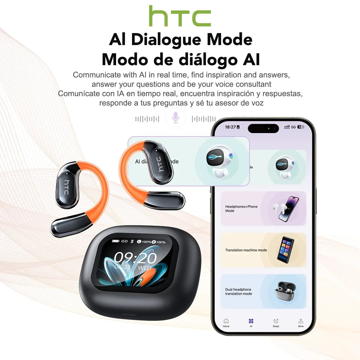 🎧✨ HTC NE27 Wireless Earbuds με AI Translator & LED Earhook 🚀🔊