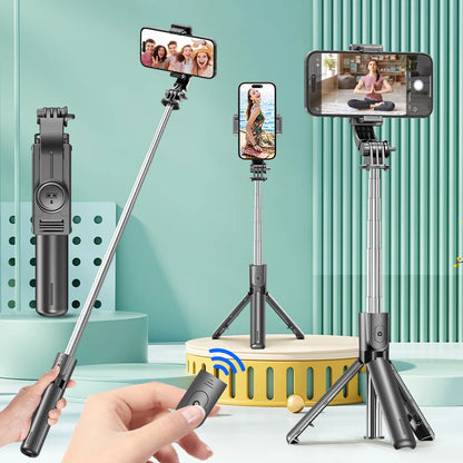 🤳📸 F01 Selfie Stick Tripod με Ασύρματο Bluetooth Remote & 360° Περιστροφή 🌍 Ελαφρύ & Φορητό για iPhone & Android