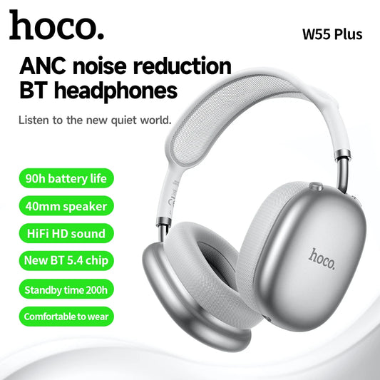 🎧 HOCO W55 Plus ANC – Over-Ear Bluetooth 5.4 Ακουστικά με Ενεργή Ακύρωση Θορύβου