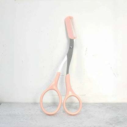 💖✂️ Ροζ Ψαλιδάκι Φρυδιών με Ενσωματωμένο Χτενάκι – Ανοξείδωτο Ατσάλι για Τέλειο Σχήμα & Ακρίβεια