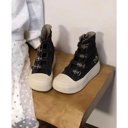 👟 CHABELLA Γυναικεία Ψηλά Sneakers με Λουράκι & Φερμουάρ – High Street Style 2025