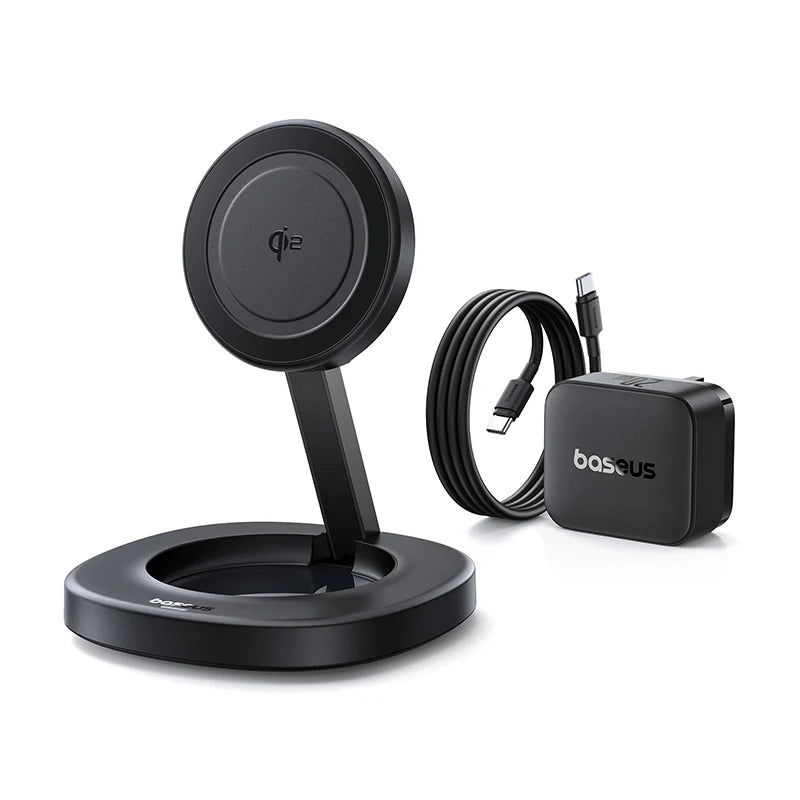Baseus Qi2 15W Foldable Magnetic Wireless Charger Stand – Προσαρμόσιμη Βάση Φόρτισης για iPhone & AirPods