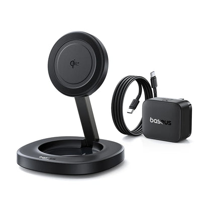 Baseus Qi2 15W Foldable Magnetic Wireless Charger Stand – Προσαρμόσιμη Βάση Φόρτισης για iPhone & AirPods