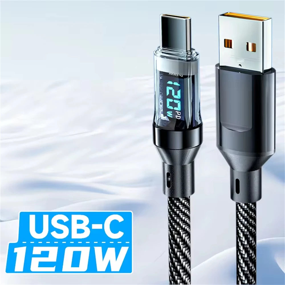 ⚡🔌 NNBILI 120W Type-C Cable – Super Fast Charging με LED Οθόνη