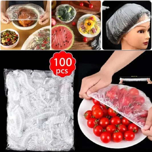 🥗✨ 100τμχ Ελαστικά Καλύμματα Τροφίμων – Επαναχρησιμοποιούμενα & Μιας Χρήσης Stretch Lids 🍱