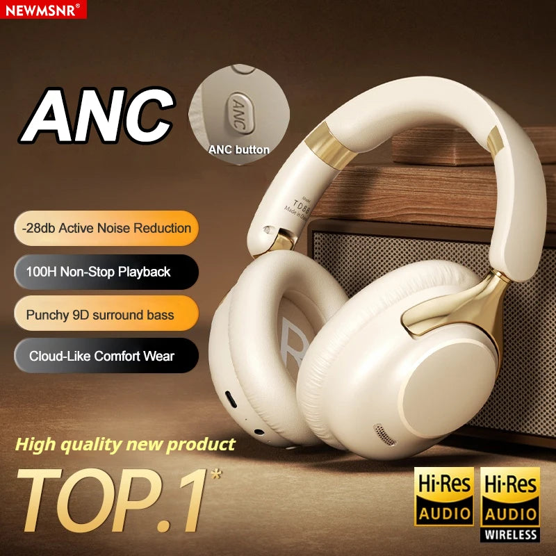 🎧 ANC Noise Reduction Bluetooth 5.4 Headphones – 100 Ώρες Αναπαραγωγή, 360° Ήχος & Ενσωματωμένο Μικρόφωνο | Ασύρματα & Ενσύρματα Over-Ear Ακουστικά
