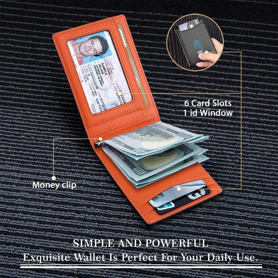👛🕴️ Ανδρικό Slim Πορτοφόλι – Συνθετικό Δέρμα, RFID Blocking & Money Clip 💳💵