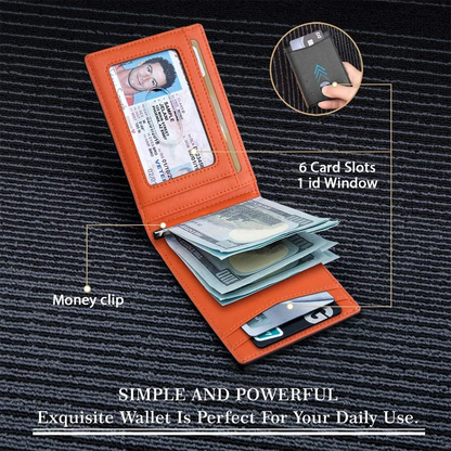 👛🕴️ Ανδρικό Slim Πορτοφόλι – Συνθετικό Δέρμα, RFID Blocking & Money Clip 💳💵