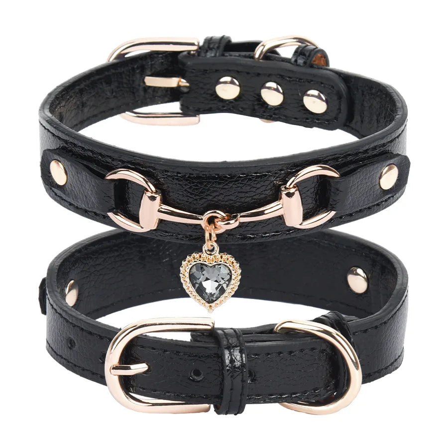 💎🐶 Shiny Rhinestone Pet Collar – Κομψό Δερμάτινο Περιλαίμιο με LOVE Design ✨❤️ Στυλ, λάμψη και άνεση για τη μικρή σου σταρ!