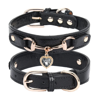 💎🐶 Shiny Rhinestone Pet Collar – Κομψό Δερμάτινο Περιλαίμιο με LOVE Design ✨❤️ Στυλ, λάμψη και άνεση για τη μικρή σου σταρ!