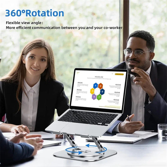 💻🔄 360° Rotating Laptop Stand – Αλουμινένια Ρυθμιζόμενη Βάση MacBook & Notebook 🎯