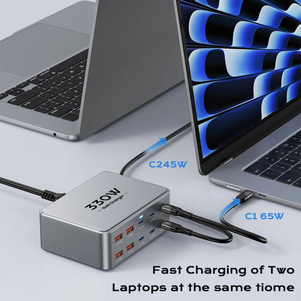 ⚡🔌 330W USB-C GaN Multiport Charger – 10 Θύρες (6 USB-C + 4 USB-A) PD 3.0 / QC 3.0