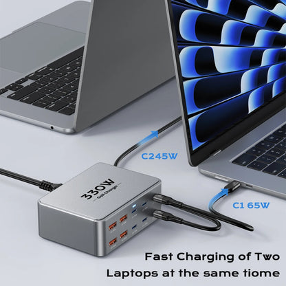 ⚡🔌 330W USB-C GaN Multiport Charger – 10 Θύρες (6 USB-C + 4 USB-A) PD 3.0 / QC 3.0