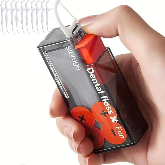 🦷 10Pcs Mecha Wind Mirror Portable Floss Box – Αυτόματο Pop-Up Οργανωτής Οδοντικού Νήματος