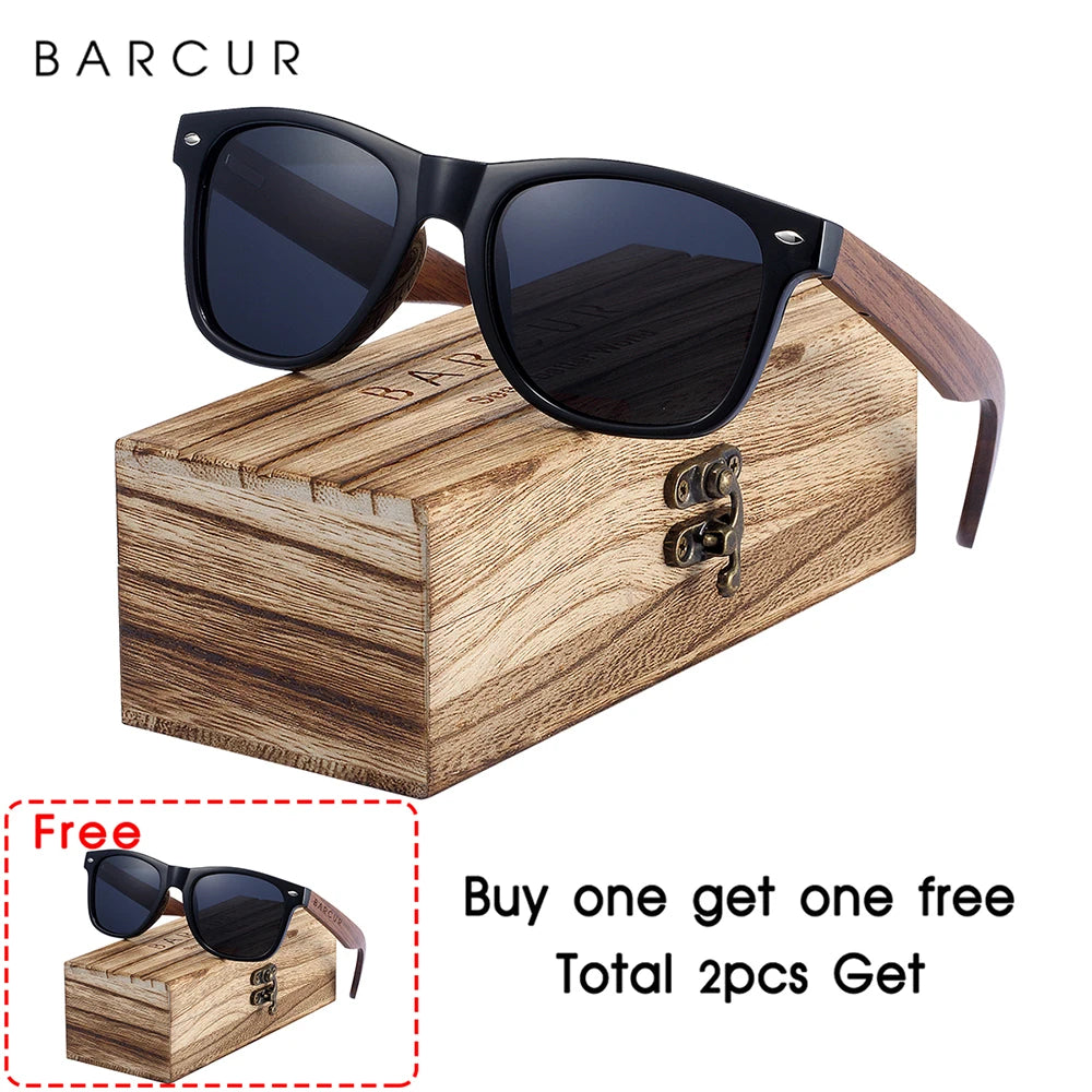 🕶️ BARCUR Γυαλιά Ηλίου από Μαύρο Καρύδι – Polarized UV400, Τετράγωνος Σχεδιασμός με Premium Θήκη 🌳✨