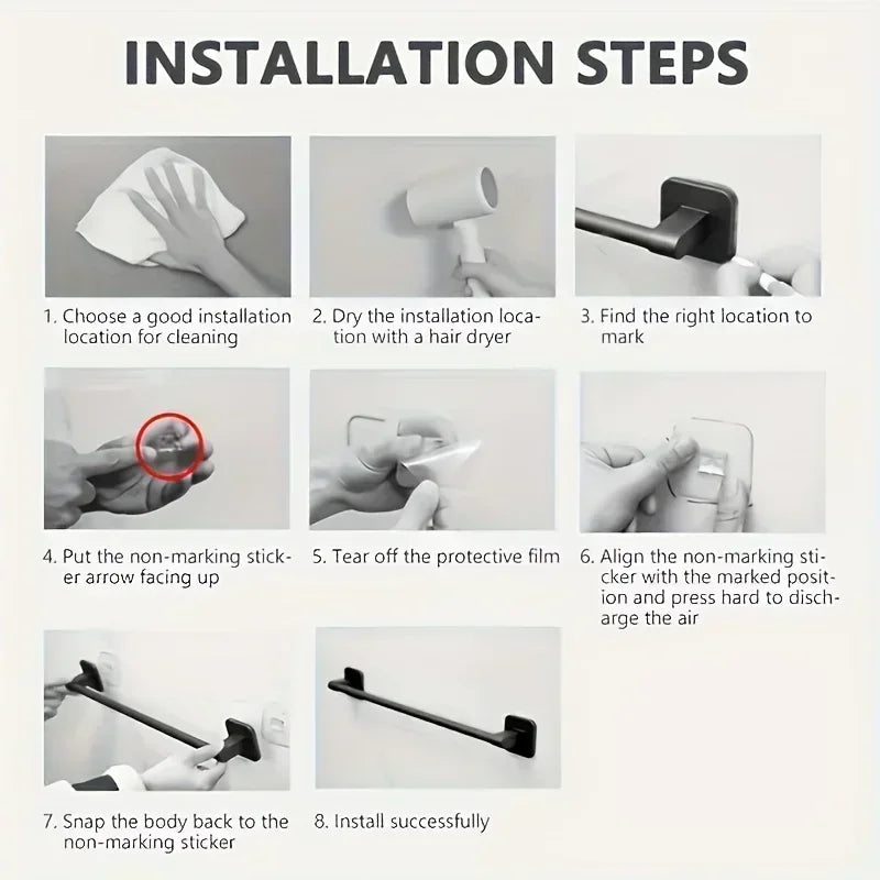 🧼 Σετ 6τμχ Αυτοκόλλητες Κρεμάστρες Πετσετών Μπάνιου – Χωρίς Τρυπήματα, Ανθεκτικές & Αδιάβροχες