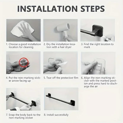 🧼 Σετ 6τμχ Αυτοκόλλητες Κρεμάστρες Πετσετών Μπάνιου – Χωρίς Τρυπήματα, Ανθεκτικές & Αδιάβροχες