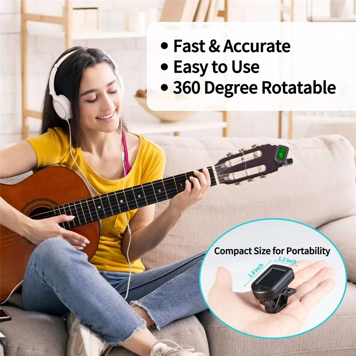 🎸🎶 Guitar Tuner Clip-On – Ηλεκτρονικό Κουρδιστήρι για Κιθάρα, Μπάσο, Ουκουλέλε, Βιολί, Μαντολίνο & Μπαντζό 🎵