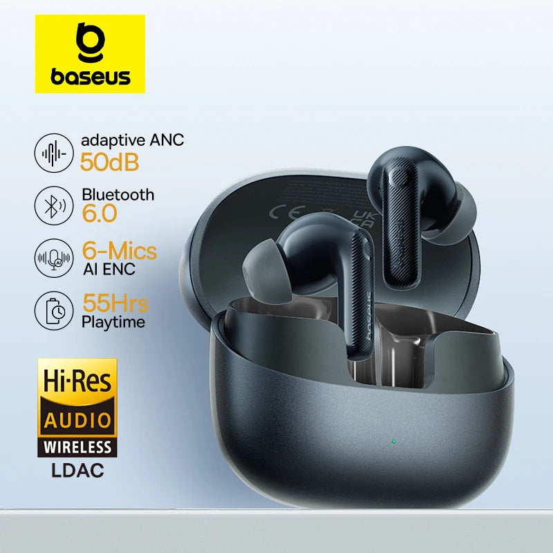 Baseus EP10 Pro ANC Wireless Earbuds – Bluetooth 6.0, Hi-Res LDAC & Adaptive Noise Cancellation up to 50dB