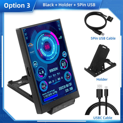3.5” IPS Secondary Computer Screen USB-C – Real-Time Monitor CPU / GPU / RAM / HDD