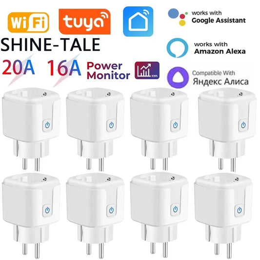 🔌📱 Tuya WiFi Smart Plug EU Socket 16A/20A – Έξυπνη Πρίζα με Power Monitor, Timer & Voice Control ⚡ Συμβατή με Alexa & Google Home