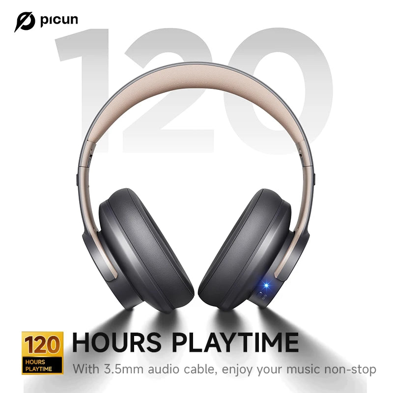 🎧 Picun B8 Bluetooth Headphones – 120 Hours Battery & Low Latency Gaming Mode