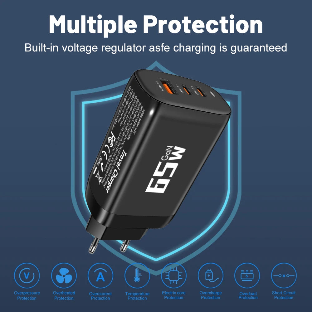 ⚡ 85W GaN USB Type-C Charger QC3.0 PPS PD – Για iPhone, MacBook, Samsung & Laptop