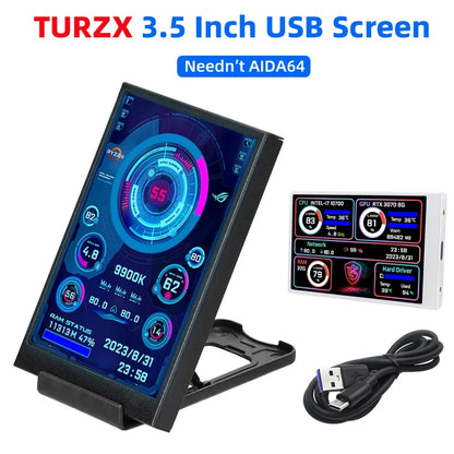3.5” IPS Secondary Computer Screen USB-C – Real-Time Monitor CPU / GPU / RAM / HDD