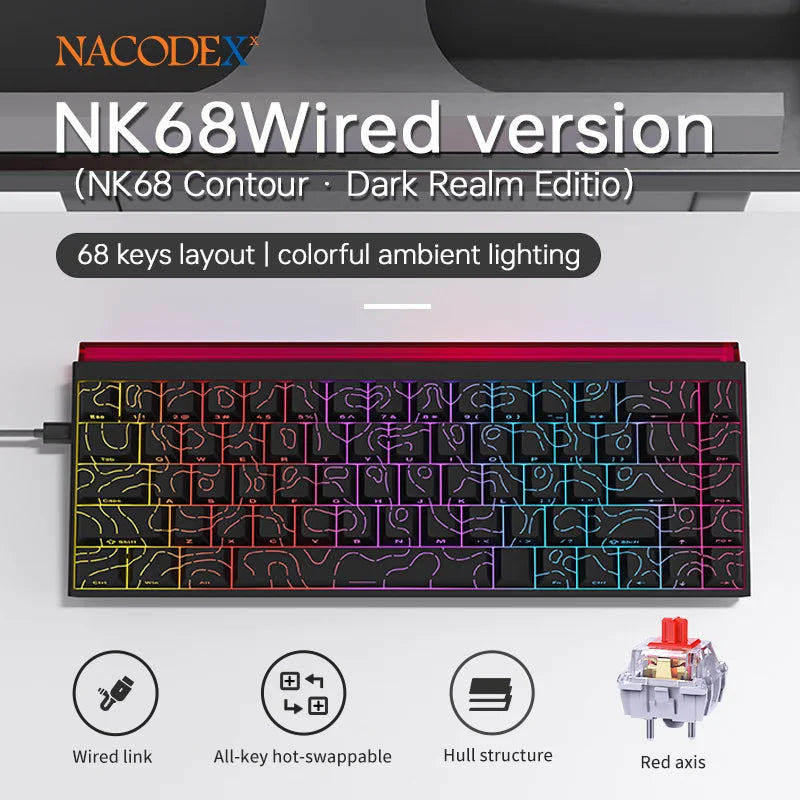 ⌨️🔥 Ajazz Nacodex NK68 Mechanical Keyboard – 68 Keys RGB (Wired) 🎮💼