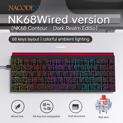⌨️🔥 Ajazz Nacodex NK68 Mechanical Keyboard – 68 Keys RGB (Wired) 🎮💼