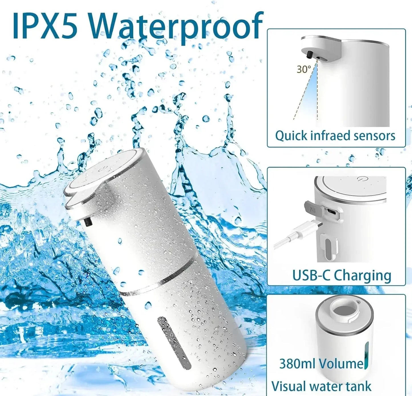 🧼 Automatic Touchless Soap Dispenser – Αυτόματος Dispenser Σαπουνιού με Αισθητήρα Υπερύθρων & USB Φόρτιση