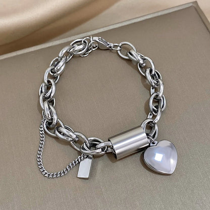 💛 Heart Lock Charm Bracelet – Γυναικείο Επιχρυσωμένο Βραχιόλι με Καρδιά & Χοντρή Αλυσίδα | Stainless Steel, Anti-Fade & Hypoallergenic