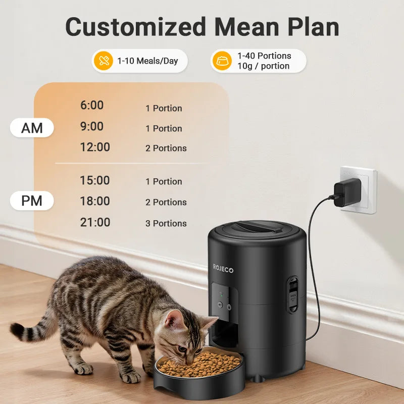 🐾 ROJECO Smart Automatic Pet Feeder 2L | WiFi Ταΐστρα για Γάτες & Σκύλους | Χρονοπρογραμματισμός, APP Control & Ασφαλές Κλείδωμα