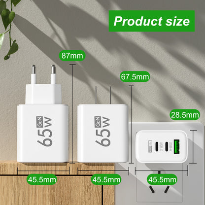 ⚡🔋 Total 65W GaN USB PD Charger – Φορτιστής Τοίχου 3 Θυρών για Γρήγορη Φόρτιση 📱💻