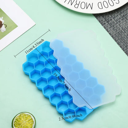 🧊🍯 Honeycomb Ice Cube Trays – Σιλικονούχα Φόρμα Παγάκια Κυψέλης με Καπάκι ✨ (1/2/4 τεμάχια)