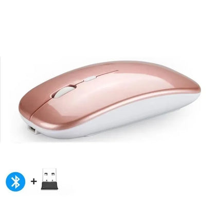 🖱️ Rechargeable Wireless Mouse – Dual Mode Bluetooth + 2.4GHz • Silent Click • Rechargeable Battery • 800–1600 DPI • Ultra-Slim Design ⚡