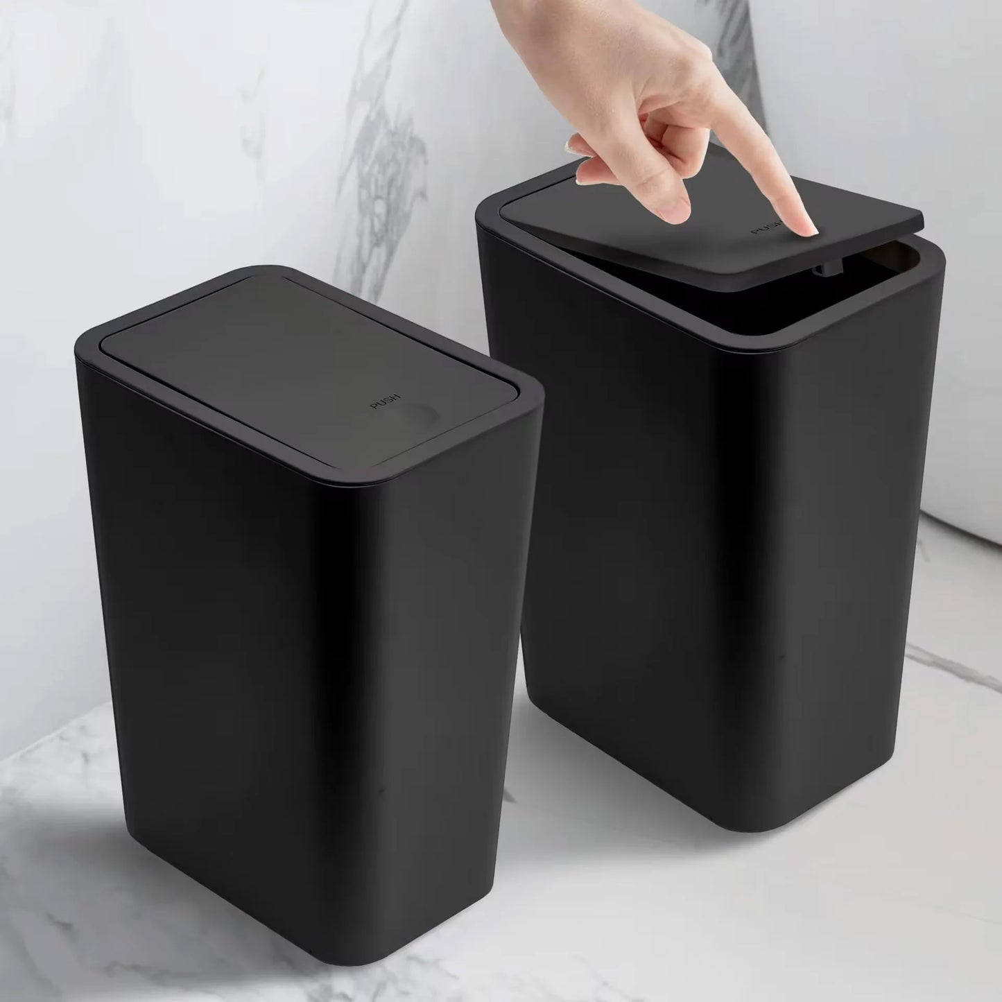 🗑️✨ Bathroom Trash Can 10L με Press Top Lid – Slim & Modern Design