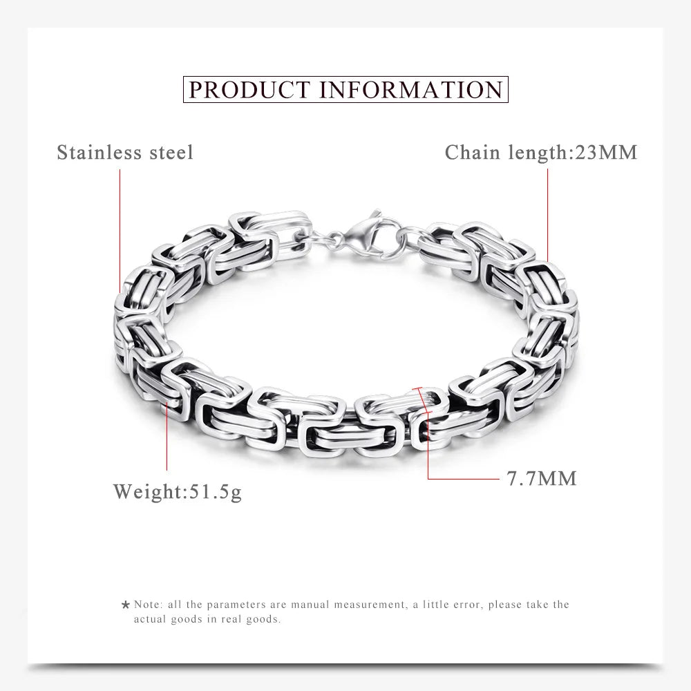 🧩 HNSP 8MM Stainless Steel Bracelet – Ανδρικό Ατσάλινο Βραχιόλι με Rock / Biker Design | 8MM Φάρδος, Ανθεκτικό & Στιβαρό Στυλ