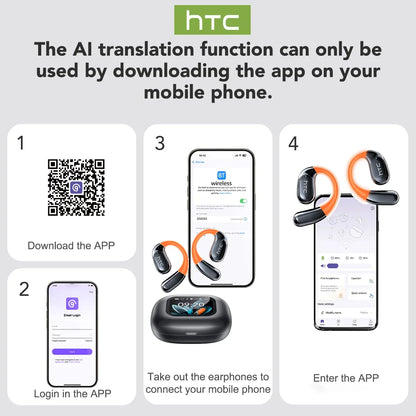 🎧✨ HTC NE27 Wireless Earbuds με AI Translator & LED Earhook 🚀🔊
