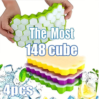 🧊🍯 Honeycomb Ice Cube Trays – Σιλικονούχα Φόρμα Παγάκια Κυψέλης με Καπάκι ✨ (1/2/4 τεμάχια)