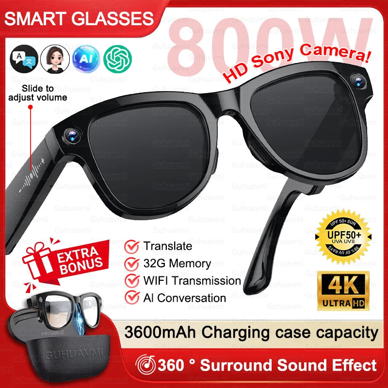 GUHUAVMI M02 Ultra AI Smart Glasses – AI Smart Glasses with Camera, Translation, 32GB & Bluetooth 5.3