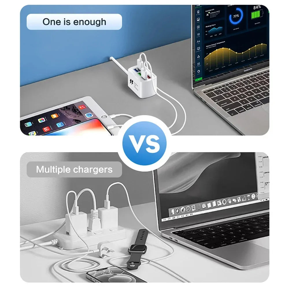 ⚡ Fast USB Charger 6-in-1 – Desktop Power Strip με 5 Θύρες USB + 1 AC