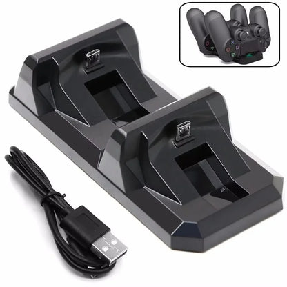 🎮 USB Dual Charging Dock για PS4 / PS4 Slim / PS4 Pro Controllers | Fast Charge 2A | Stand Holder για 2 Χειριστήρια | Περιλαμβάνει USB Καλώδιο