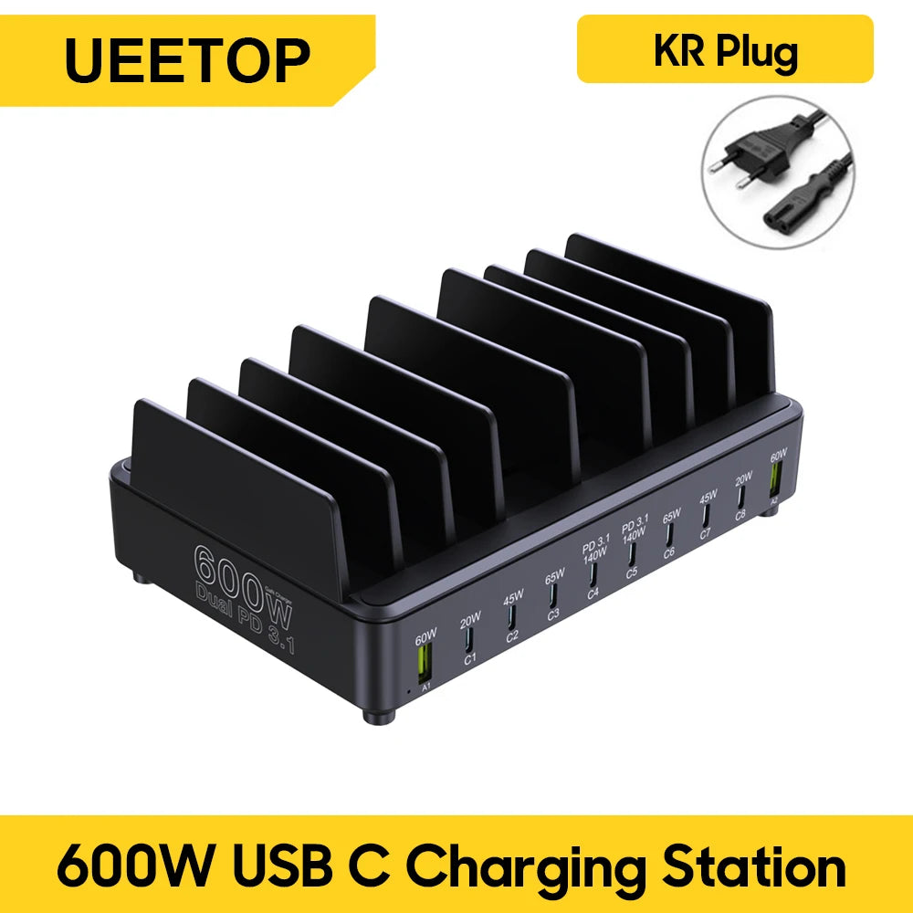 ⚡🔌 Ueetop 600W Multi USB Fast Charger – 10 Θύρες GaN PD 3.1 Charging Station ⚡