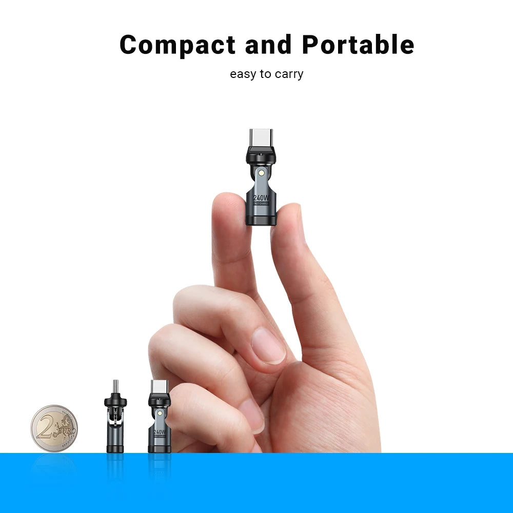🔌 AUFU PD 240W USB-C to Type-C OTG Adapter – 540° Περιστροφή & Fast Charge